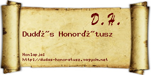 Dudás Honorátusz névjegykártya